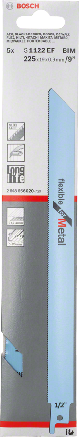 Bosch Professional 5 Säbelsägeblätter S 1122 EF (2608656020)