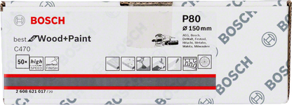 Bosch Professional Schleifblatt BfWP,150mm,K80,50x (2608621017)