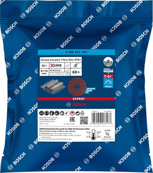 Bosch Professional Expert R781 Prisma Ceramic X-LOCK Fiberscheibe, 115 mm, 22,23 mm, G 60 (2608621792)