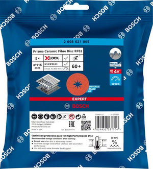 Bosch Professional Expert R782 Prisma Ceramic Fiberscheibe, X-LOCK, 115 mm, 22,23 mm, G 60, 5-tlg. (2608621805)