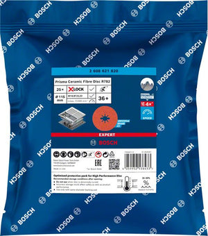 Bosch Professional Expert R782 Prisma Ceramic X-LOCK Fiberscheibe, 115 mm, 22,23 mm, G 36 (2608621820)