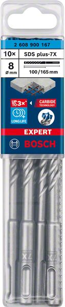 Bosch Professional Expert SDS plus-7X Hammerbohrer, 8 x 100 x 165 mm, 10-tlg. (2608900167)