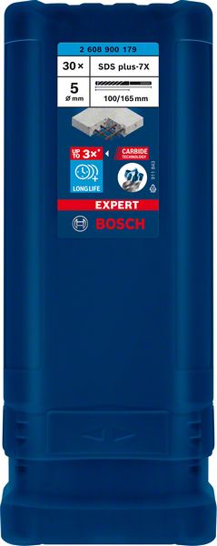 Bosch Professional Expert SDS plus-7X Hammerbohrer, 5 x 100 x 165 mm, 30-tlg. (2608900179)