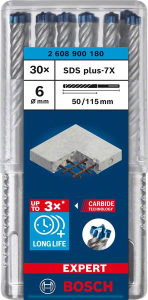 Bosch Professional Expert SDS plus-7X Hammerbohrer, 6 x 50 x 115 mm, 30-tlg. (2608900180)