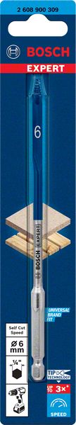 Bosch Professional Expert SelfCut Speed Flachfräsbohrer, 6 x 152 mm (2608900309)