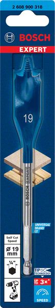 Bosch Professional Expert SelfCut Speed Flachfräsbohrer, 19 x 152 mm (2608900318)