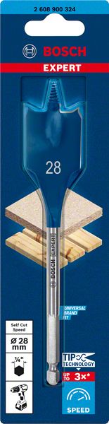 Bosch Professional Expert SelfCut Speed Flachfräsbohrer, 28 x 152 mm (2608900324)