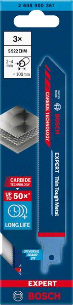 Bosch Professional Expert 'Thin Tough Metal' S 922 EHM Säbelsägeblatt, 3 Stück (2608900361)