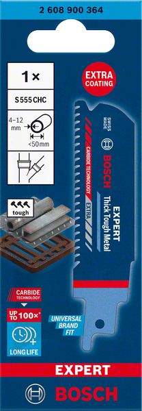 Bosch Professional Expert 'Thick Tough Metal' S 555 CHC Säbelsägeblatt, 1 Stück (2608900364)