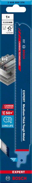 Bosch Professional Expert 'Medium-Thick Tough Metal' S 1155 HHM Säbelsägeblatt, 1 Stück (2608900374)