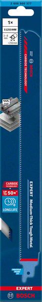 Bosch Professional Expert 'Medium-Thick Tough Metal' S 1255 HHM Säbelsägeblatt, 1 Stück (2608900377)