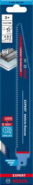 Bosch Professional Expert 'Vehicle Rescue' S 1157 CHM Säbelsägeblatt, 3 Stück (2608900381)