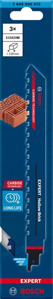 Bosch Professional Expert 'Hollow Brick' S 1543 HM Säbelsägeblatt, 3 Stück (2608900415)