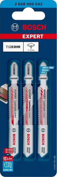 Bosch Professional Expert 'Laminate Clean' T128 BHM Stichsägeblatt, 3 Stück (2608900542)