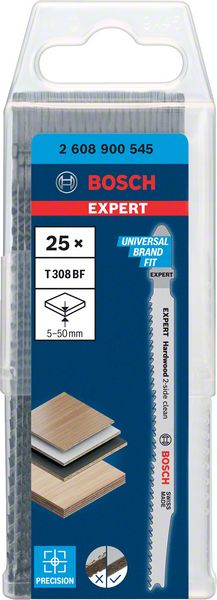 Bosch Professional Expert 'Hardwood 2-side clean' T 308 BF Stichsägeblatt, 25 Stück (2608900545)