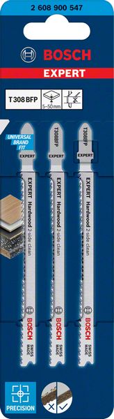 Bosch Professional Expert 'Hardwood 2-side clean' T 308 BFP Stichsägeblatt, 3 Stück (2608900547)
