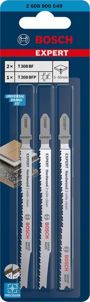 Bosch Professional Expert 'Hardwood 2-side clean' Stichsägeblatt-Set, 2-tlg., T308BF/BFP (2608900549)
