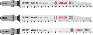 Bosch Professional Expert 'Wood 2-side clean' Stichsägeblatt-Set, 3-tlg., T308B/BO (2608900559)