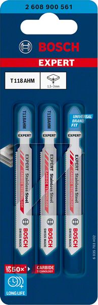 Bosch Professional Expert 'Stainless Steel' T 118 AHM Stichsägeblatt, 3 Stück (2608900561)
