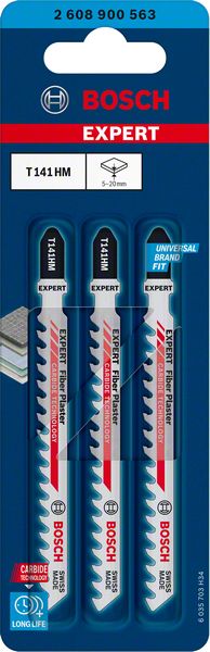 Bosch Professional Expert 'Fiber Plaster' T 141 HM Stichsägeblatt, 3 Stück (2608900563)