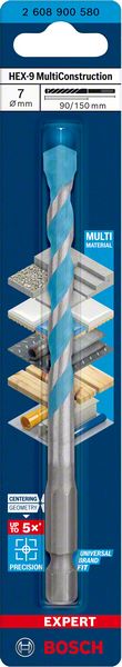 Bosch Professional Expert HEX-9 MultiConstruction Bohrer, 7 x 90 x 150 mm (2608900580)