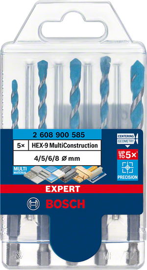 Bosch Professional HEX-9 MC Bohrer-Set, 5tlg 4/5/6/8 EXPERT (2608900585)