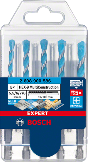 Bosch Professional HEX-9 MC Bohrer-Set, 5tlg 5.5/6/7/8 EXP (2608900586)