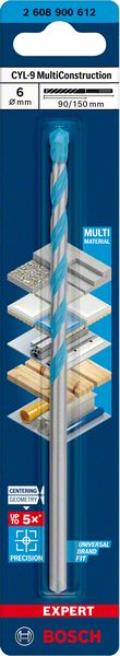 Bosch Professional Expert CYL-9 MultiConstruction Bohrer, 6 x 90 x 150 mm, d 6 mm (2608900612)
