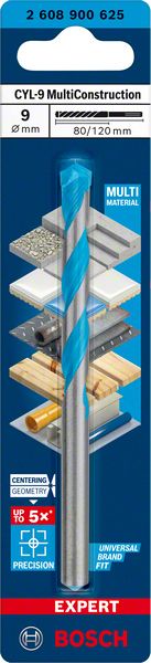 Bosch Professional Expert CYL-9 MultiConstruction Bohrer, 9 x 80 x 120 mm, d 9 mm (2608900625)