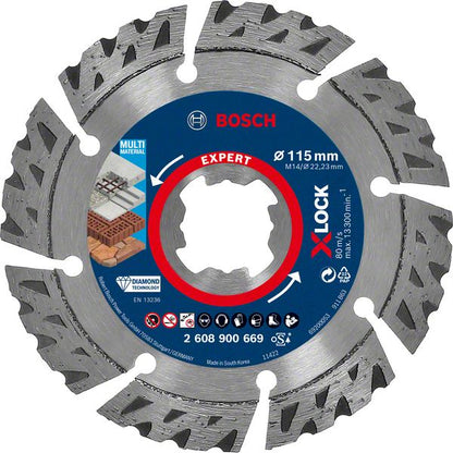Bosch Professional Expert MultiMaterial X-LOCK Diamanttrennscheiben, 115 x 22,23 x 2,4 x 12 mm (2608900669)