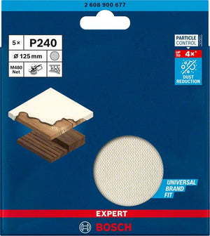 Bosch Professional Expert M480 Schleifnetz für Exzenterschleifer, 125 mm, G 240, 5 Stück (2608900677)