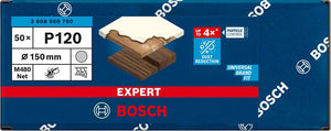 Bosch Professional Expert M480 Schleifnetz für Exzenterschleifer, 150 mm, G 120, 50 Stück (2608900700)