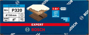 Bosch Professional Expert M480 Schleifnetz für Exzenterschleifer, 150 mm, G 320, 50 Stück (2608900705)