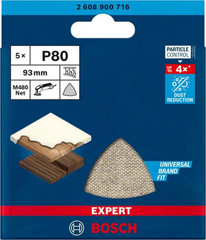 Bosch Professional Expert M480 Schleifnetz für Deltaschleifer, 93 mm, G 80, 5-tlg. (2608900716)