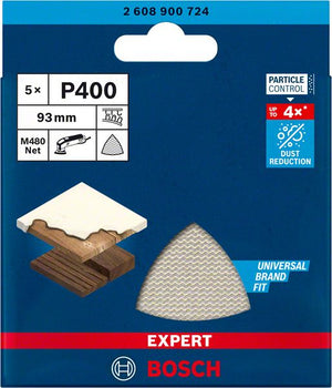 Bosch Professional Expert M480 Schleifnetz für Deltaschleifer, 93 mm, G 400, 5-tlg. (2608900724)