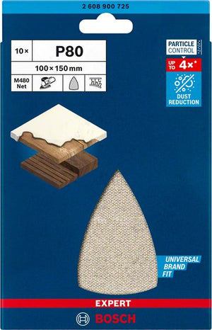 Bosch Professional Expert M480 Schleifnetz für Multischleifer 100 x 150 mm, G 80, 10-tlg. (2608900725)