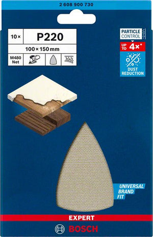 Bosch Professional Expert M480 Schleifnetz für Multischleifer 100 x 150 mm, G 220, 10-tlg. (2608900730)