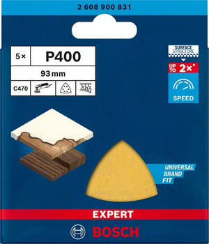 Bosch Professional Expert C470 Schleifpapier für Deltaschleifer, 93 mm, G 400, 5 Stück (2608900831)