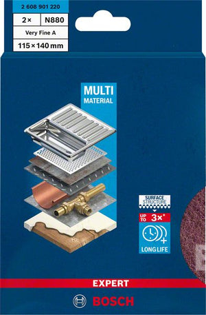 Bosch Professional Expert N880 Vliespad zum Handschleifen, 115 x 140 mm, Allzweck, 2-tlg. (2608901220)