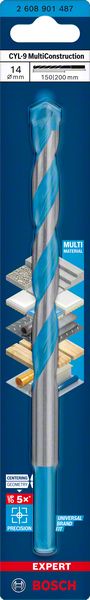 Bosch Professional Expert CYL-9 MultiConstruction Bohrer, 14 x 150 x 200 mm, d 14 mm (2608901487)