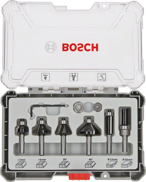 Bosch Professional 6 tlg 6mm Rand- und Kantenfräser-Set (2607017468)