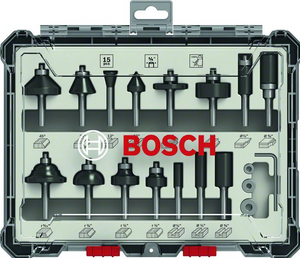 Bosch Professional 15 tlg Mixed Fräser Set ¼' Schaft (2607017473)