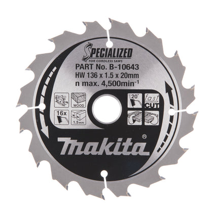 Makita Sägeblatt 136x20, 16 Zähne (B-10643)