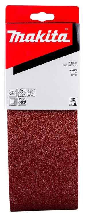 Makita Gewebeschleifband 100 x 610mm für 9924DB/9403/9404, K40, 5 Stck. (P-36887)