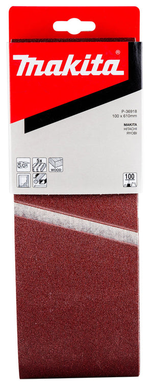 Makita Gewebeschleifband 100 x 610mm für 9924DB/9403/9404, K100, 5 Stck. (P-36918)