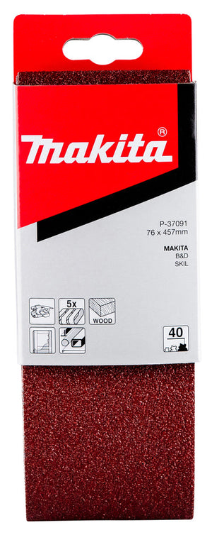 Makita Gewebeschleifband  76 x 457mm für 9910/9911, K40, 5 Stck. (P-37091)