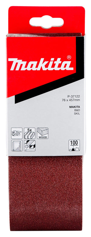 Makita Gewebeschleifband  76 x 457mm für 9910/9911, K100, 5 Stck. (P-37122)