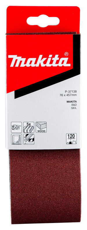 Makita Gewebeschleifband  76 x 457mm für 9910/9911, K120, 5 Stck. (P-37138)