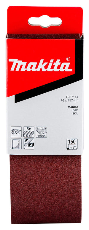Makita Gewebeschleifband  76 x 457mm für 9910/9911, K150, 5 Stck. (P-37144)