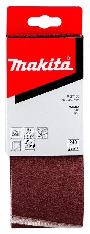 Makita Gewebeschleifband  76 x 457mm für 9910/9911, K240, 5 Stck. (P-37150)